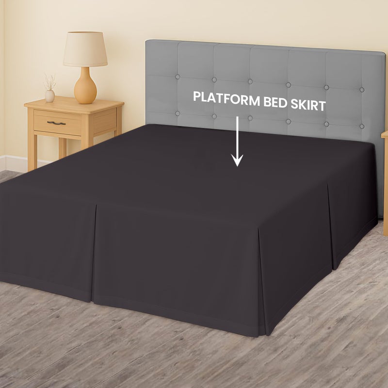 SGI Bedding 12 inch Drop Bed Skirt Queen Size - Platform Style with Secure Fit, Classic Tailored Look, Elegant Pleated Style Dust Ruffle, Split Corners, Wrinkle Resistant Microfiber - Dark Grey - Image 3